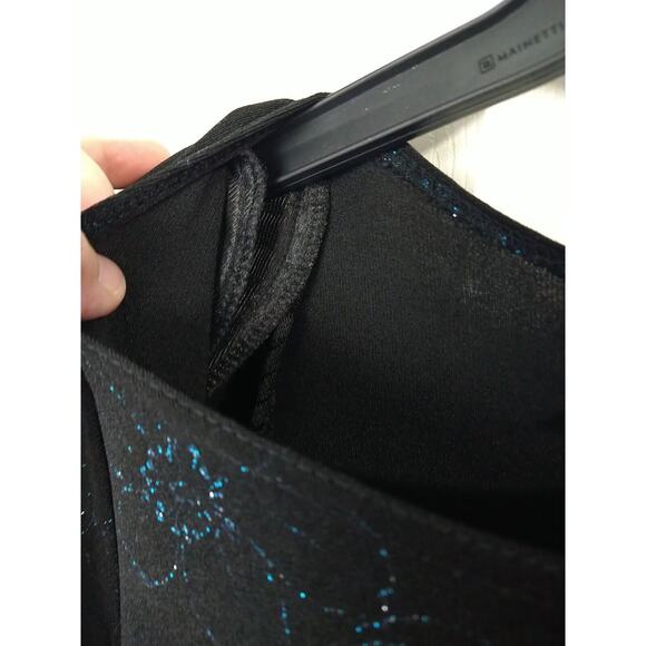 Los Angeles Woman 18 Maxi Dress Black Aqua Floral Short Sleeve Sheath Classy... - Picture 6 of 9